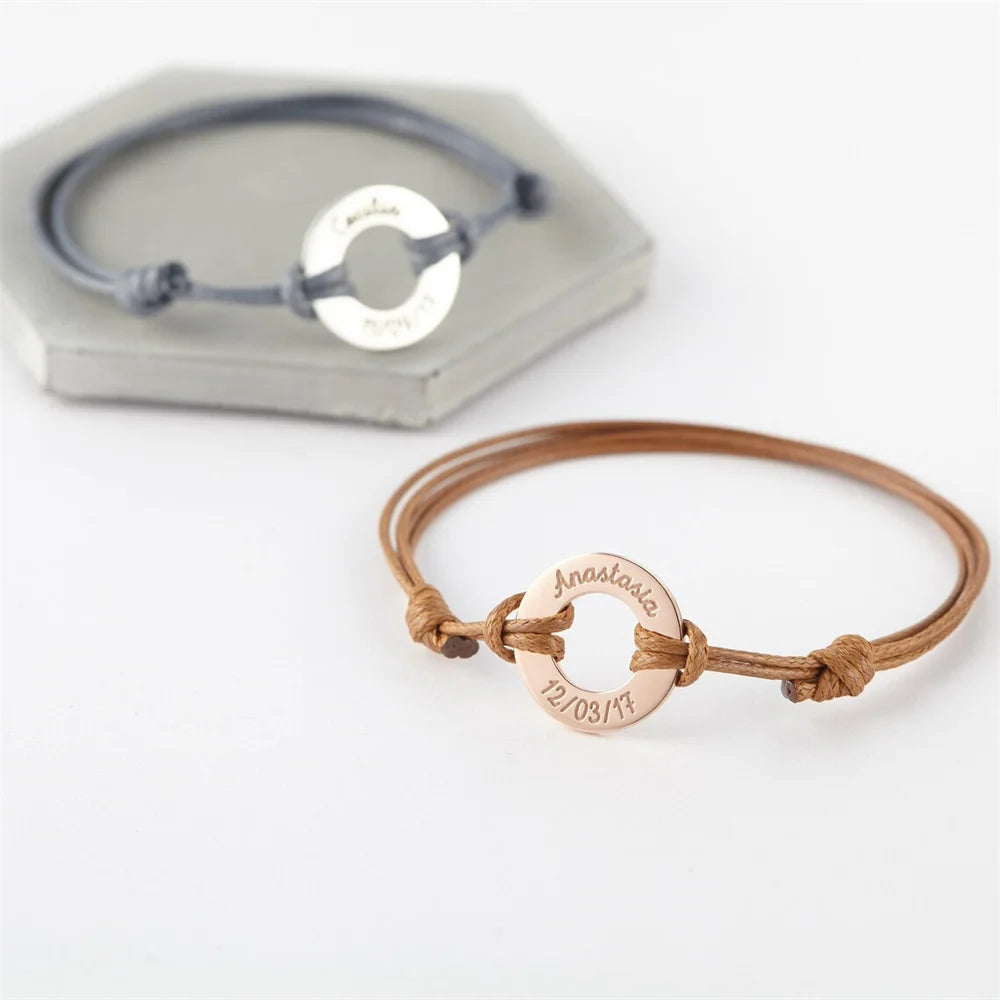 Personalized Name Rope Bracelet – Custom Engraved for Her