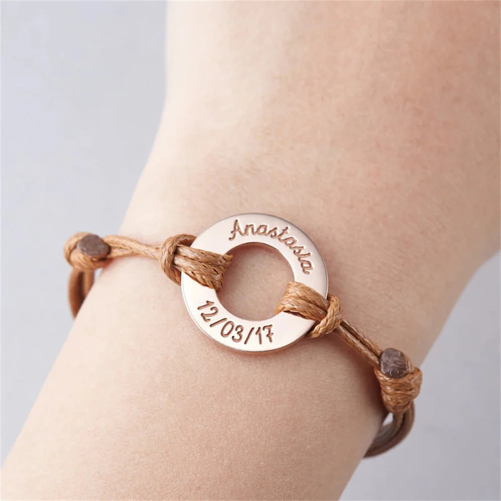 Personalized Name Rope Bracelet – Custom Engraved for Her