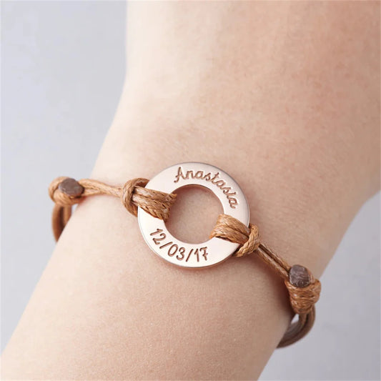 Personalized Name Rope Bracelet – Custom Engraved for Her