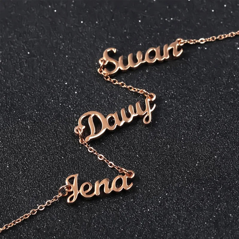 Family Name Necklace – Custom Multi-Name Pendant